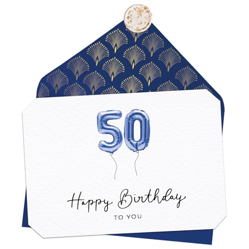 Joli Coon Biglietto auguri 50 anni - Happy Birthday 50 biglietto anni - con busta in blu