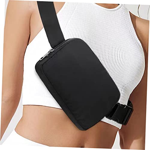 Bolsa de pecho para correr impermeable cruzada de nylon negro mujer 3
