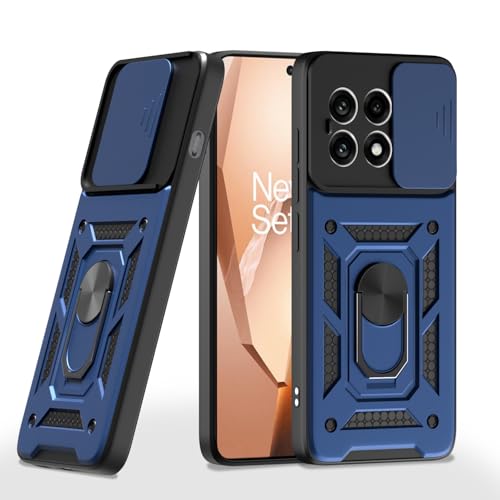 Image of Amazon Basics TPU Back Cover for OnePlus 13R 5G|360 Protection Case|Sliding Camera Sheild Cover & Ring Holder Stand Back Cover|D10 Tough Armor Bumper Case (Blue)
