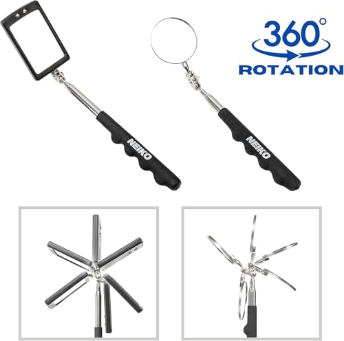 NEIKO 20736A (6) Piece Set, Magnetic Tool & Telescoping Mirror Set, Adjustable Telescoping Magnetic Pickup Tool, Flashlight 15lb Retriever Tool, 360 Swivel, Magnet Mirror, Magnetic Tools for Mechanic by NEIKO - Image 3