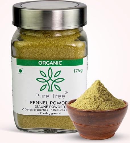Image of Pure Tree Certified Organic Saunf Powder | 175 g | Glass Jar | Fennel Seed Powder | Variyali, Sompu Powder | Gluten Free & Flavourful