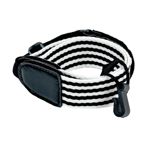 Image of Kadence UKSTP-MC01 Jamming Series Ukulele Strap | Soft Cotton Adjustable Clip-On Strap for Soprano, Concert, Tenor & Baritone Ukulele | Comfortable Shoulder Support | Black & White