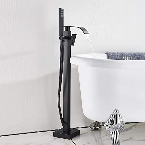 Mitigeur sur pied noir mat à poignée unique avec remplissage rapide pour baignoire îlot