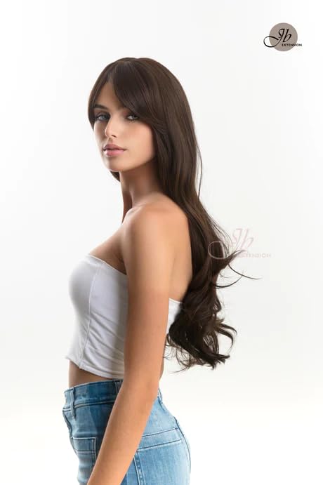 Miniatura 2 de KATE - Peluca rizada marrón de pelo largo sin pegamento para mujer, pelucas sintéticas naturales para uso diario (pelucas de cabello natural)
