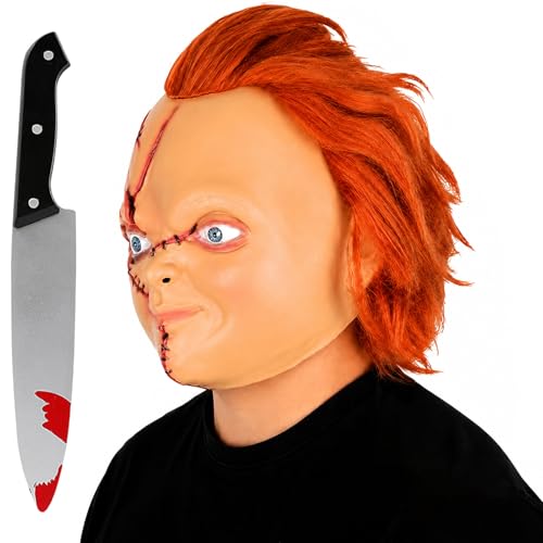 Kuberas Scary Mask Creepy Killer Full Head Latex Mask with Hair Realistic Cosplay Halloween Kills Props for Adults