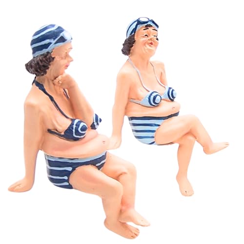 Figurines Dama en Bikini Sentada, Set de 2 Decoración de Playa miniatura 2