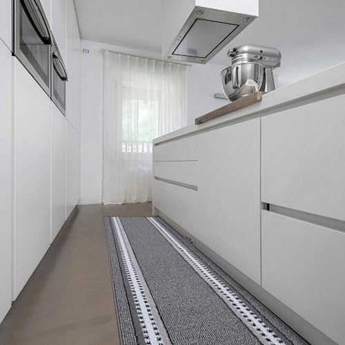Alfombra de cocina antideslizante para pasillo gris lavable emmevi ALEXA 57x230 3