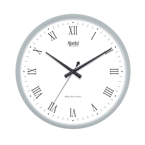 Image of Ajanta Home Decor Clock 12 Inch (305mm) Grey | Stylish Silent Sweep Wall Clock | Luxury Modern Design | Model 10027