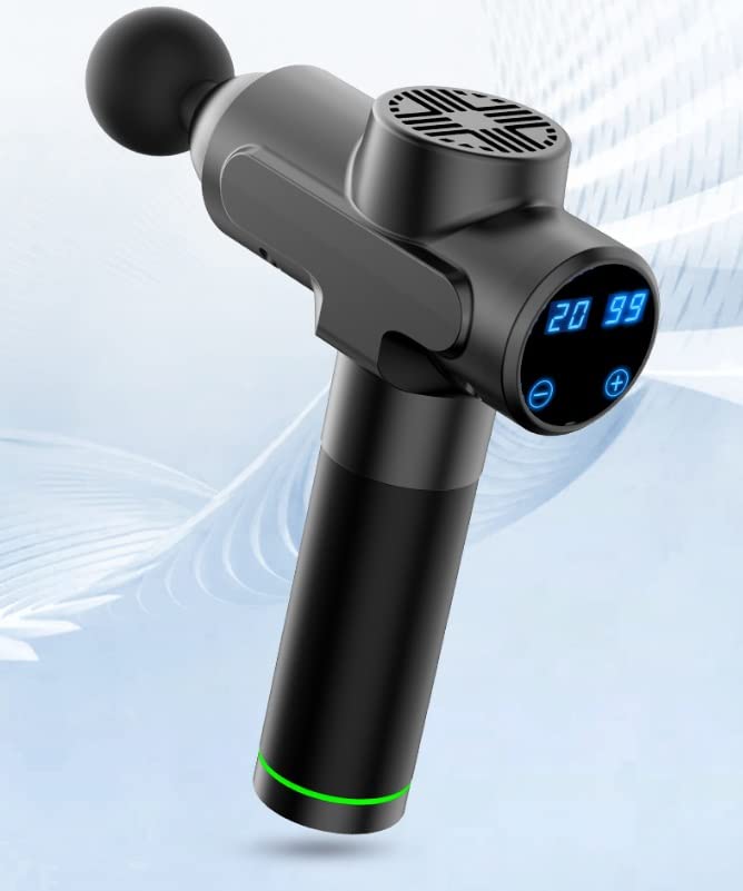 Pistola de masaje, Pistola de masaje muscular de tejido profundo Pantalla LCD, Pistola de masaje deportivo de percusión eléctrica portátil de mano con 6 cabezales de masaje, for aliviar el dolor muscu