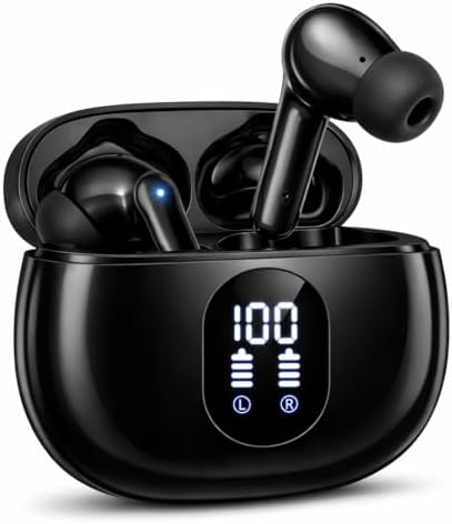 ZZU Wireless Earbuds, 2025 Ear Buds with Big Bass Stereo Sound, Lightweight Bluetooth Earbuds with 48 Hours Playtime, in-Ear Fit Earphones, IPX7, Hands-Free Calls with AI for iPhone, Android, Pad