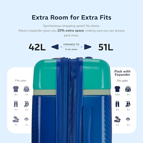 Image of Provogue Linea Hard-Sided PC 55 Cm Suitcase /Cabin Trolley Bag Small| Expandable Space with 8 Wheels Trolley Bags for Travel | Lightweight with TSA Lock | 3 Year Warranty (Provogue Blue)