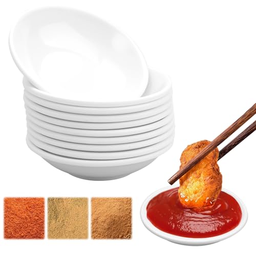 10 Pièces Mini Bols Ronds 9x2,6cm Bols à Tapas et Sauces, Sauce Dish Tray, Coupes à Dessert, Bols à Tremper, Petits Bols à Sauce, Bol à Trempette pour Apéritif,...