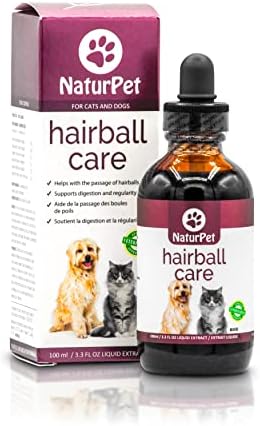 NaturPet Hairball Care | Natural Herbal Drops to Support Digestion, Hairballs, Gas, Bloating | Cats& Dogs | 100mL