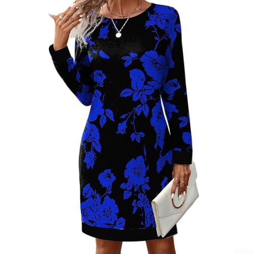 Robe ample à imprimé floral avec encolure ronde conçue pour les vacances en club et les occasions à la maison en toutes saisons (M B)