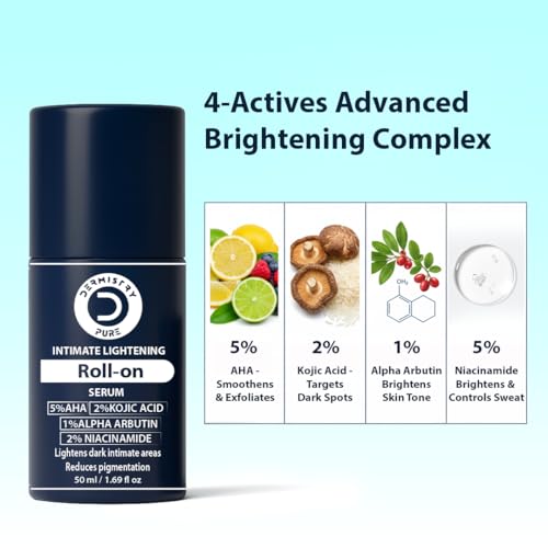 Image of Dermistry Pure Intimate Lightening Brightening Roll On Serum for Bikini Area Private Parts Inner Thighs Pigmentation Dark Spots Itching Dryness & Bad Odor Control for Men & Women Daily Use 50ml