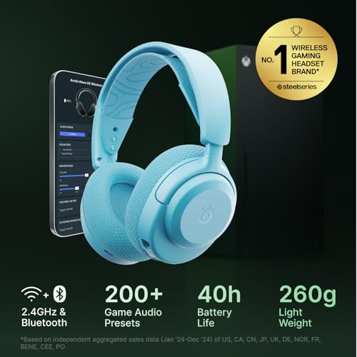 Image of SteelSeries Arctis Nova 3X Wireless Multi-Platform Gaming Headset - Mobile App Control - 40 HR Battery - Neodymium Magnetic Drivers - 2.4GHz /Bluetooth - Xbox, PS5, PC, Switch, Mobile - Aqua