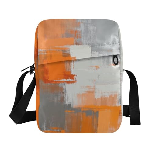Orange White Gray Ink Art Painting messenger bag crossbody Crossbody Bags For Women Womens Fashion Purses Adjustable Strap for work business