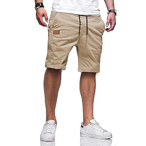 JMIERR Mens Casual Shorts – Cotton Drawstring Summer Beach Stretch Twill Chino Golf Shorts