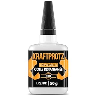 Colle forte extra fluide 50 g – colle super glue pour réparations précises & fissures capillaires – résistante à l’eau & à la chaleur – plastique, métal, bois, verre – KRAFTPROTZ