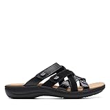 Clarks Collection Women's Laurieann Bali Slide Sandal, Black Leather, 8 Narrow US