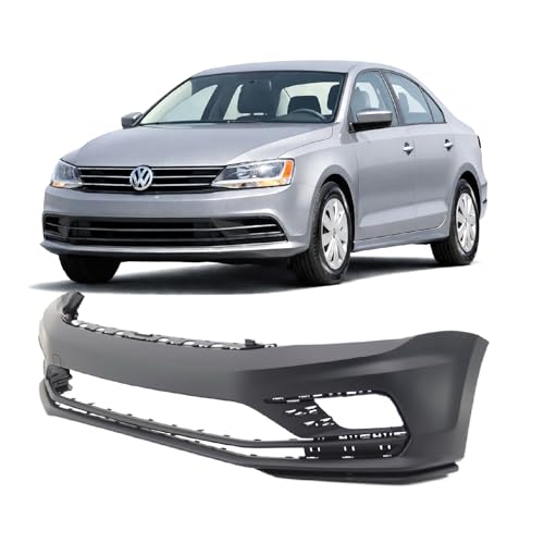 Image of FitParts Compatible with Volkswagen Jetta 2016-2018 Front Bumper Cover | Primed, Without Parking Sensor Holes, Sedan, Ready to Paint, OEM 5C6807217ALGRU, VW1000242