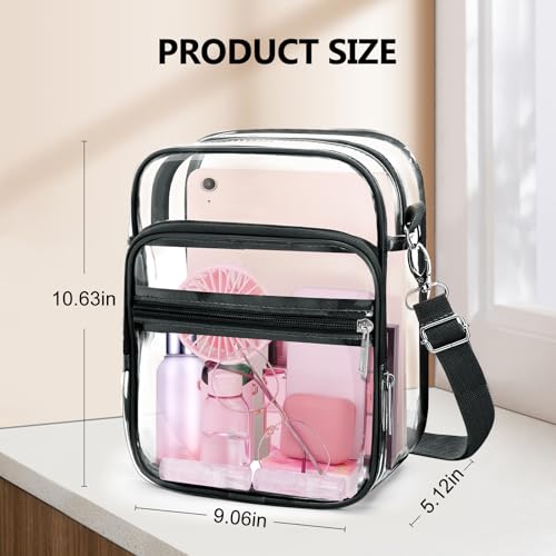 Image of Blvornl Clear Crossbody Bag with Adjustable Shoulder Strap, Stadium Approved PVC Purse Bag, Messenger Bag