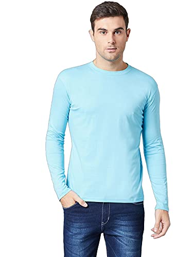 T-HUSTLERMen's Slim Fit Solid Round Neck Full Sleeve T-Shirt