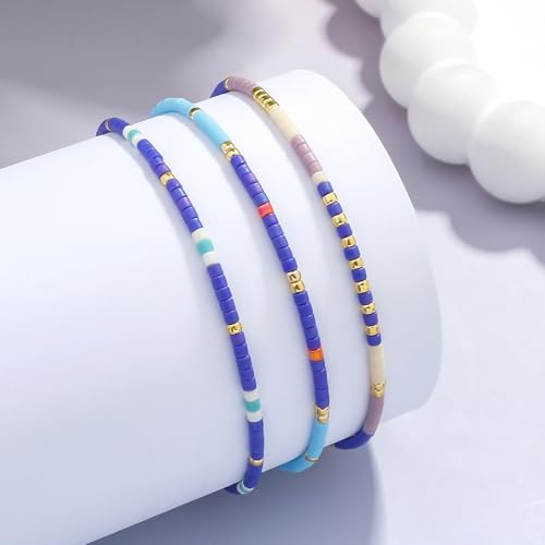 Image of KELITCH Boho Women Crystal Shell Beaded Friendship Bracelets Handmade Strand Bracelet Bangles Jewelry