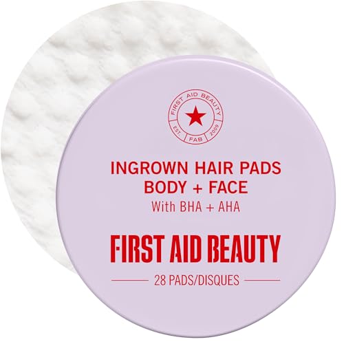 First Aid Beauty Ingrown Hair Pads, BHA + AHA Aftershave Treatment to Help Prevent Razor Bumps, Exfoliate Underarms & Bikini Area, Sensitive Skin, 28 ct