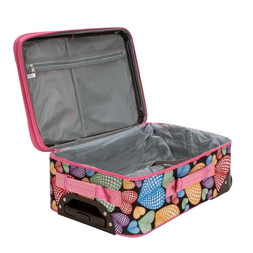 Image of Rockland Fashion Softside 2 Piece Luggage Set, Expandable, (14 inch Tote /19 inch Upright), New Heart