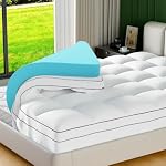 4 Inch Dual Layer Memory Foam Mattress Topper Full Size, 2 Inch Cooling Gel Memory Foam Plus 2 Inch Fluffy Pillow Top Mattress Pad Cover for Back Pain with 8-21 Inch Deep Pocket