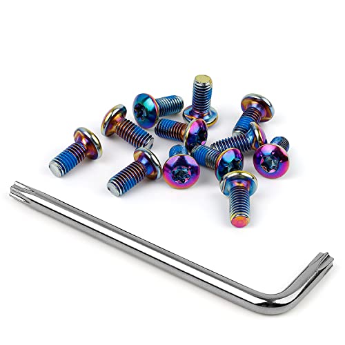 Vis de Disque de Frein de Vélo - DEANKEJI 12 Pièce M5 × 10mm Vis de Frein à Disque - Acier Allié de Couleur Vis de Vélo - Équipé D'une Boulonneuse - pour Tous Types de Vélos, VTT Cover