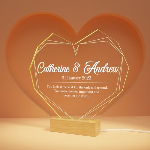 EGD Personalized Acrylic Plaque | Personalized Your Valentines Day Gifts With Your Favorite Photo | Gifts For Women & Men | Optional Led Lights (Heart Commemorative)