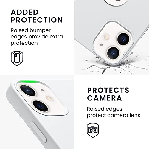 Image of VONZEE Liquid Silicone Soft Back Cover for iPhone 12 Mini Case, Shockproof Slim Camera & Full Body Protection Non Yellowing Cover with Microfiber Lining & Logo Cut (5.4 Inch) -White