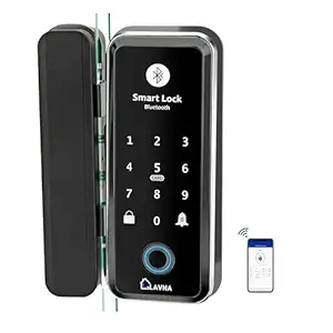 Lavna La5 Glass Door Lock With 7 Way Of Access Fingerprint, Wifi, Mobile App, Remote, Otp, Pin & Rfid Card For 10-12 Mm Glass Doors Only (La5 Wifi) - Metal, Multicolor