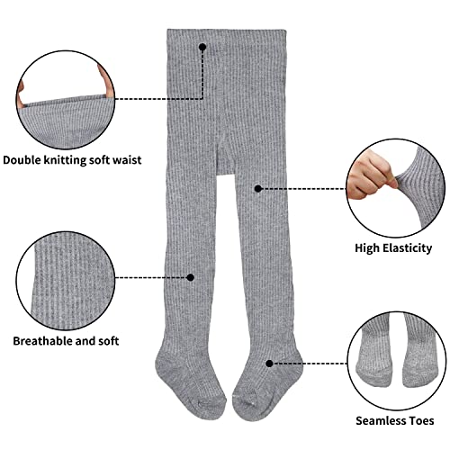 Girls' Tights Cable Knit pantyhose Soft Cotton Stocking Stylish Leggings for Girls Aged 1-10,3/6 Pack2