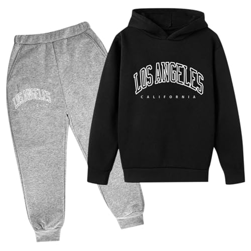 Niños Casual Letra Impreso Manga Larga Sudadera Sudadera Sudadera Chándal Jogger Pantalones de Chándal Unisex 2 Piezas Conjunto de Sudaderas de Manga Larga Niñas