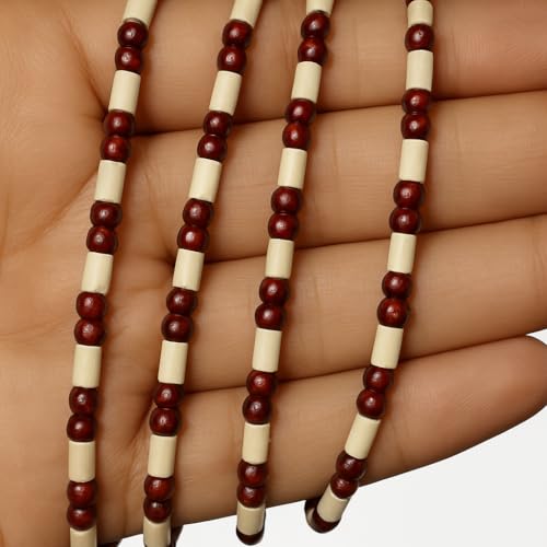 Image of Original Tulsi Kanthi Mala from Vrindavan Dham | Pure Natural Tulsi Wood Beads | ISKCON Style Single Round Spiritual Necklace for Men & Women | Hindu Pooja & Meditation Mala
