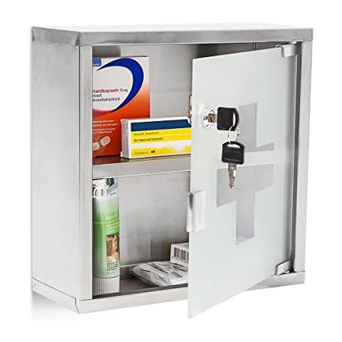 Relaxdays Emergency L Medicine Cabinet with Lock Cover