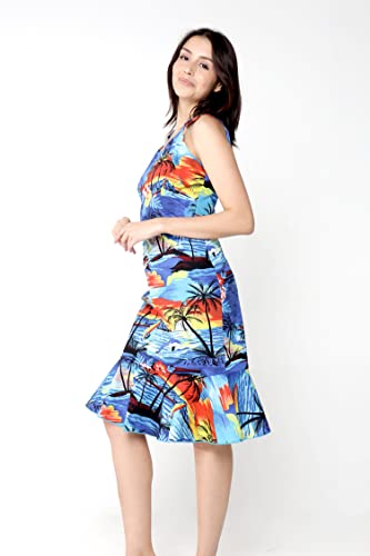Image of Hawaii Hangover Family Matching Hawaiian Clothes, Sunset Blue | Family matching Hawaiian outfits, Sunset Blue, 100% cotton, machine washable, tropical floral print, luaus, cruises