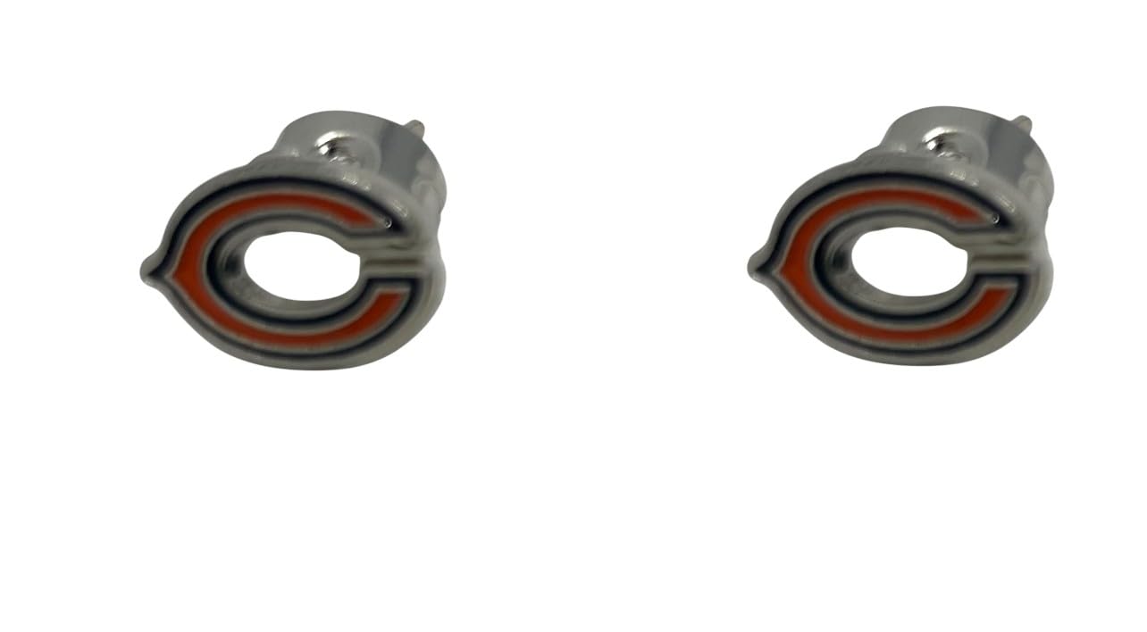 Pro Specialties Group NFL Stud Earrings, Small, Team Colors (Chicago Bears Logo)