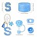 AiScrofa Cup Accessories Set for Stanley 30 oz 40 oz Tumbler with Handle, Including Initials Charms, Straw Cover Cap, Boot, Sticker, Silicone Spill Proof Stopper,Blue Decorate for Boy Girl