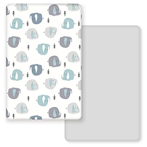 GRSSDER Stretch Ultra Soft Jersey Knit Fitted Pack n Play Sheets Set 2 Pack. Portable/Mini Cribs Playards Sheets Cover