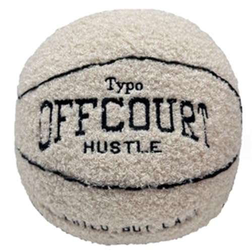 OUKEYI 9.8/25cm Offcourt Basketball Plush Toy Soft Basketball Plush Pillow Stuffed Basketball Plush Toy Sofa Ball Pillow Household Stuffed Ball for Fans Boys and Girls All of Age (Beige)