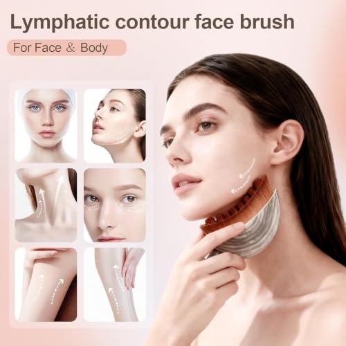 Image of 2-Pack of Diamo Care Lymphatic Contour Face Brush, Manual Drainage Massager Sculpting Jawline & Neck, Super Soft Bristle Facial Tool for Double Chin Reducer, Puffiness Relief & Skin Glow with Ergonomic Fit (Pack of 2)