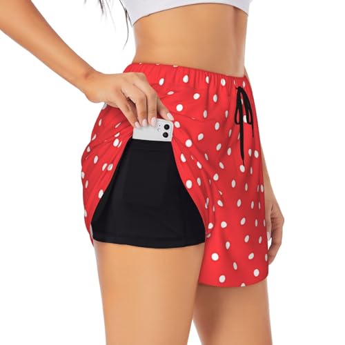 Short de course à pied femme avec poche imprimé pois séchage rapide