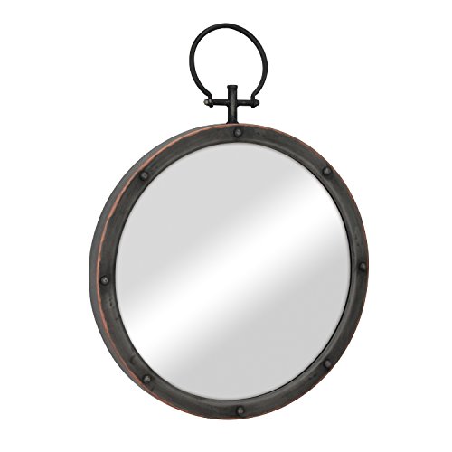 Stonebriar SB-5982M Round Rustic Bronze Metal Mirror With Rivet Detail & Hanging Ring For Wall, Industrial Home Décor thumb #1