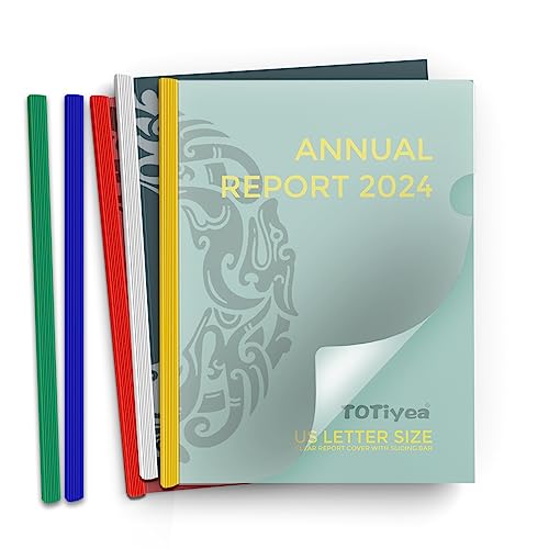 Totiyea 40 Pack Clear Report Covers With Sliding Bars, 9Mm (40 Sheet Capacity) Sliding Bar File Folders, 5 Assorted Colors 丨Back To School #TOP3