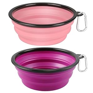 Kytely Tazones grandes plegables para perros, paquete de 2 tazones plegables de viaje para perros de 34 onzas, cuenco portátil para alimentos para mascotas con cierre, plato de alimentación para