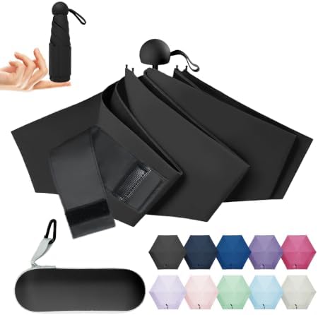 LILAC Mini Regenschirm Leicht & Kompakt, UPF 100+ UV-Schutz Taschenschirm | Für Damen, Herren & Kinder. 90cm Spannweite. Inkl. Hartschalen-Etui & Karabiner. Ideal als Kleiner Reise
